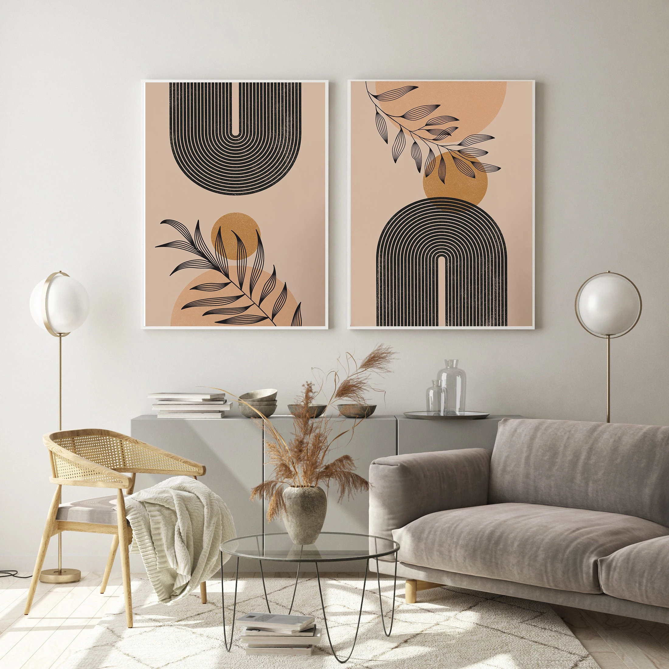 

Boho Geometric Poster Abstract Botanical Sun Canvas Painting Linear Arch Art Print Vintage Wall Picture Living Room Home Decor