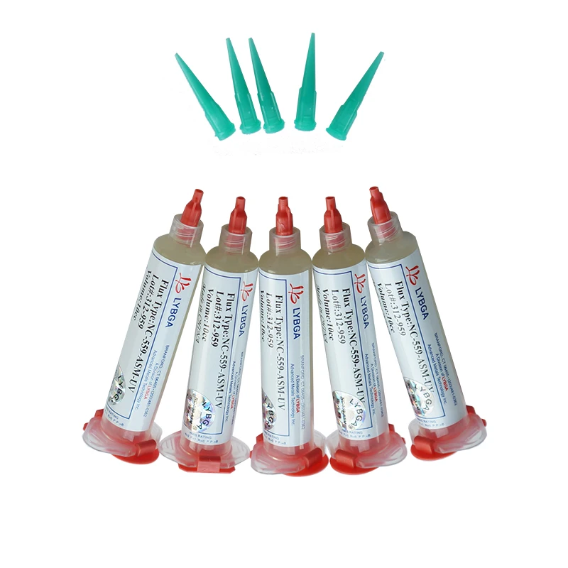 

LY 10cc NC-559-ASM-UV Flux paste lead-free solder paste solder flux with Needles piston syringe putter 2pcs/set 5pcs/set