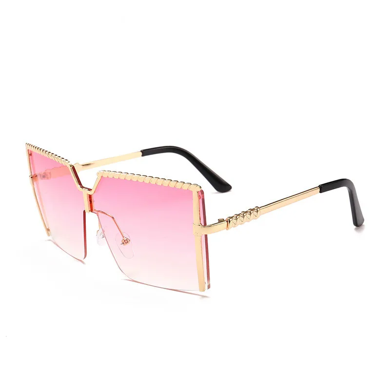 

Oversized Square Sunglasses Women Luxury Brand Vintage Alloy Frame Sun Glasses Clear Lens One Piece Rimless Eyewear Shade bulk