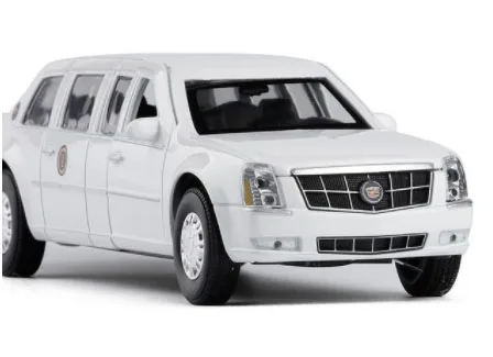 Белый 1/32 Cadillac DTS Presidential литая под давлением машина из сплава, армейская модель, один металлический автомобиль Cadillac, автомобиль со звуком, светильник, игрушки, новая коробка - Цвет: Белый