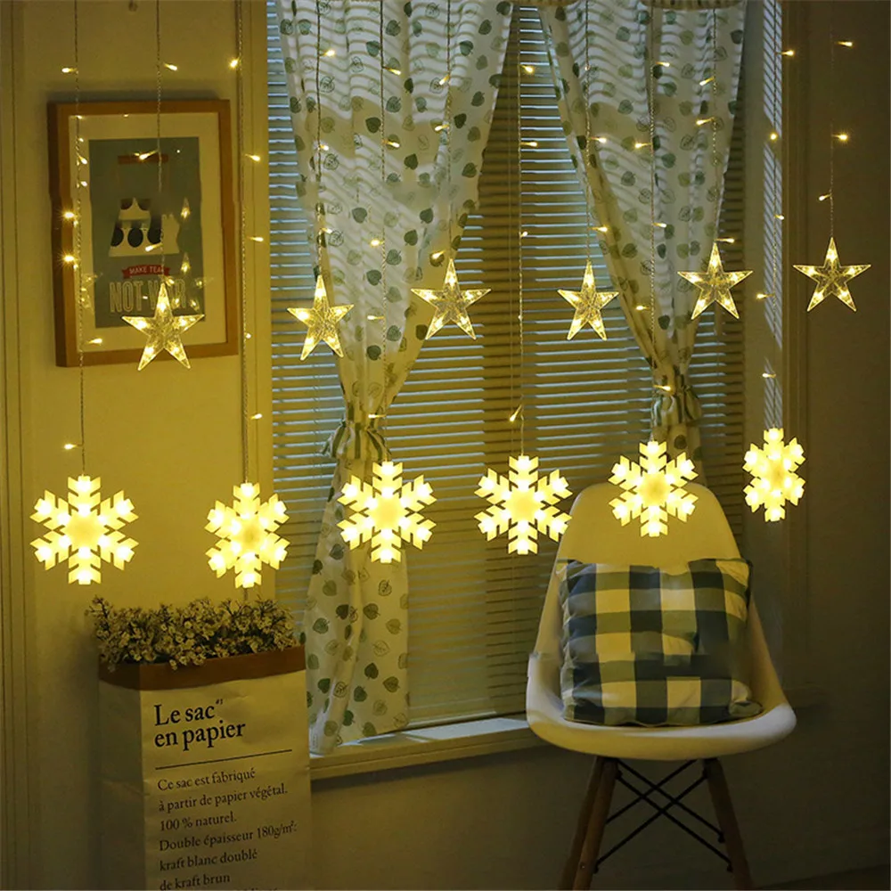 

2.5M 138 LED Christmas Garland Snow Fairy Curtain String Lights Home Decorations Party Garden Wedding Holiday Lighting