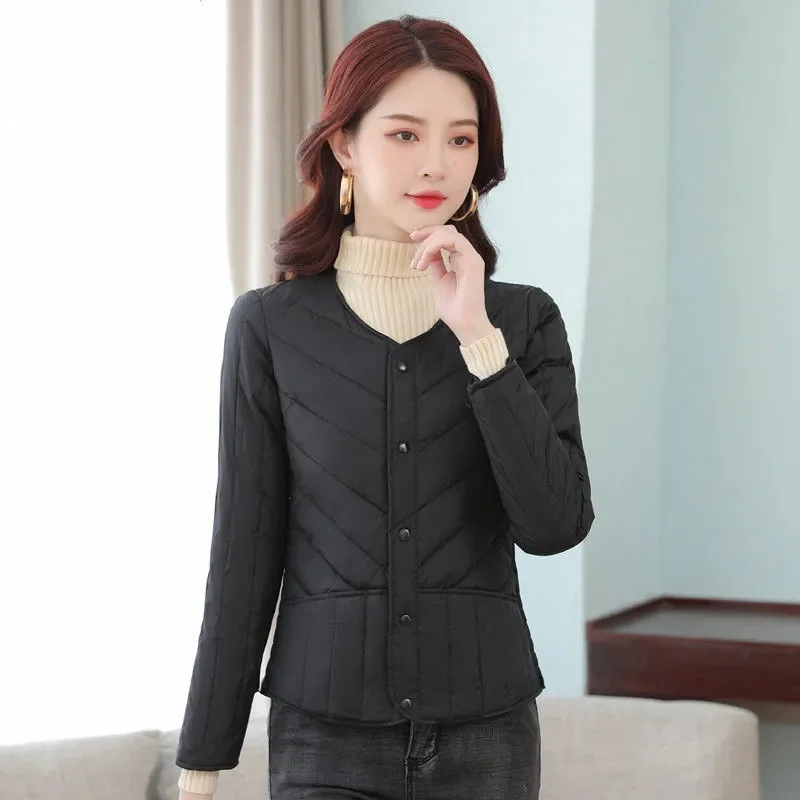 Women Liner White Duck Down Thin Slim Jacket Middle-aged Elderly Winter Cotton Jacket Winter 2021 Short Down Cotton Jacket A492