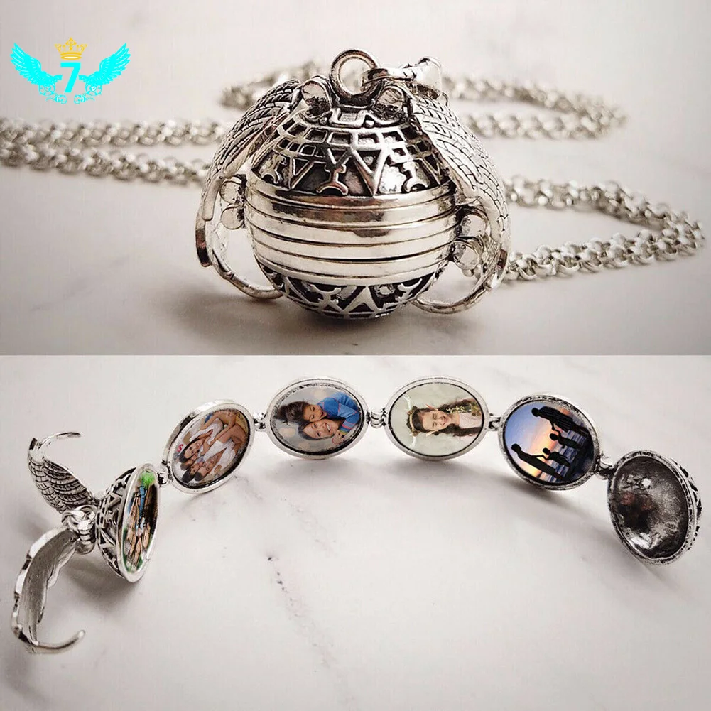 

Creative Necklace Jewelry Magic 4 Photo Box Locket Pendant Necklace Memory Embossed Chain Necklace TOA