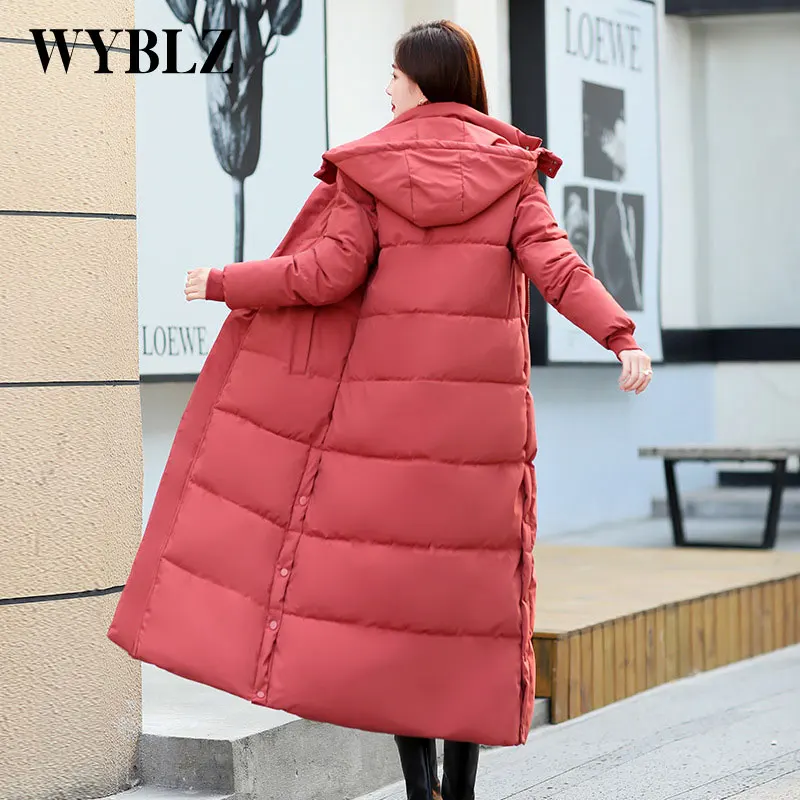 Winter Warm Female Jacket Korean Fashion Women Parkas Hooded Coat Slim Cotton Padded Female Casual Long Jackets Womens Clothing