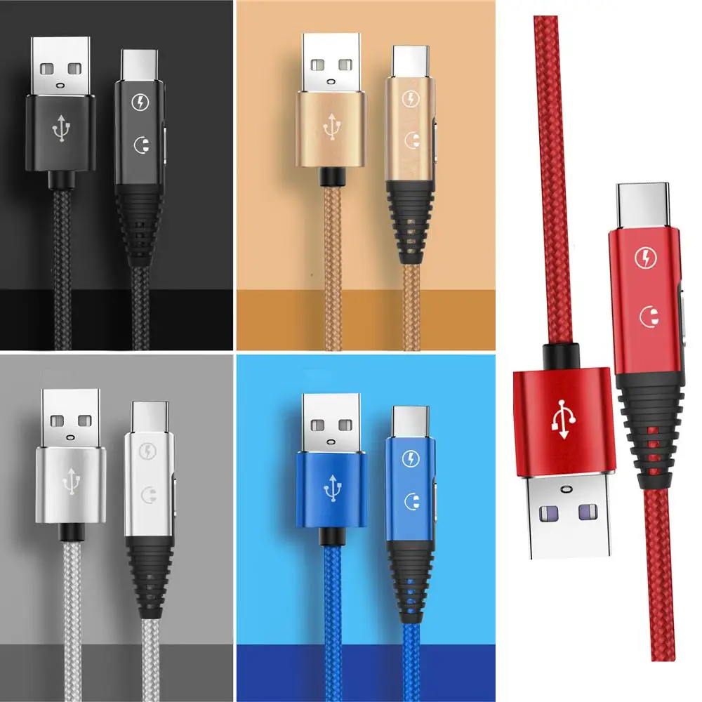 10 шт./лот новейший аудиокабель адаптер типа C 2 в 1 кабель для наушников Type USB код