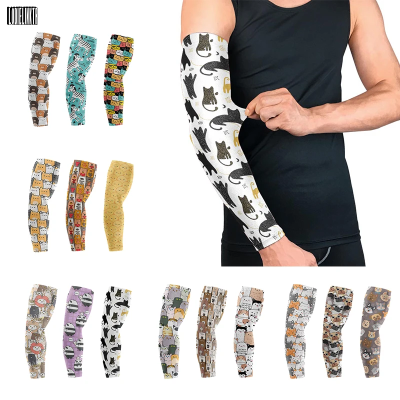 

Симпатичные животные, женские спортивные крутые рукава для рук, защита от УФ-лучей, нарукавник для езды на велосипеде, бега, налокотник, фитн...