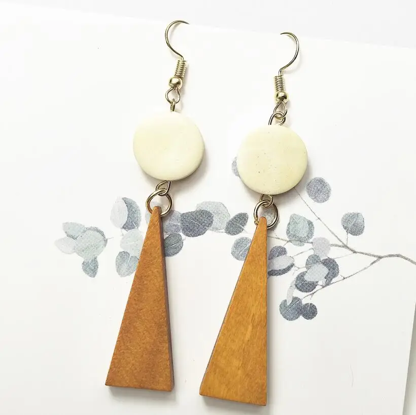 2019 деревянные круглые серьги для женщин в Корейском стиле|Серьги-подвески| |