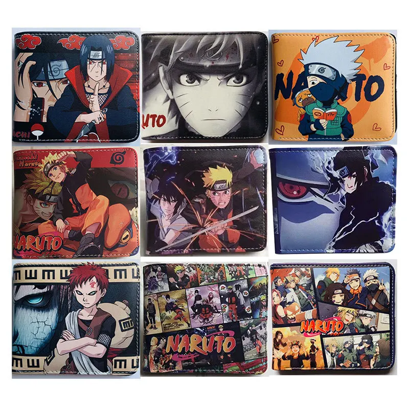 

40 Style Naruto New Men Wallet Uzumaki Naruto Kakashi Sasuke Anime Short Coin Purse Card Holder Fashion Cartoons Card Wallet toy