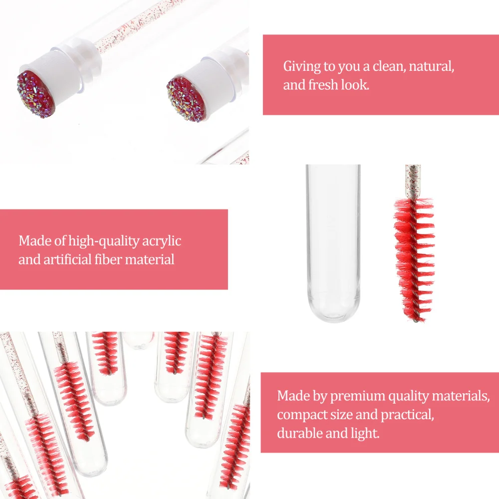 

10pcs Eyelash Extensions Brush Tube Glitter Eyelash Comb Makeup Brush