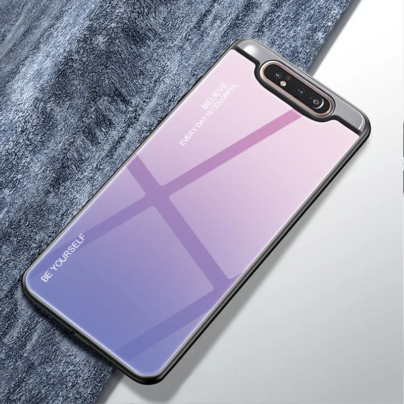 Color 03 Градиент закаленное Стекло Крышка для samsung Galaxy M10 M20 M30 A10 A20 A30 A40 A50 A60 A70 A80 A90 задняя крышка 100 шт./лот - Цвет: Color 03