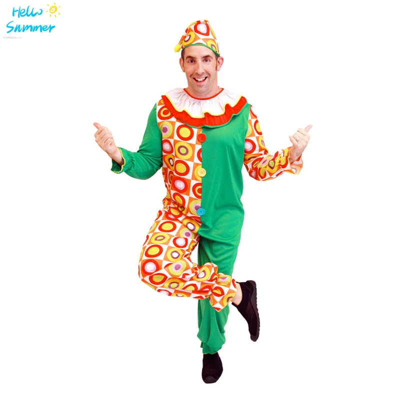Одежда клоуна для взрослых на Хэллоуин костюмы косплея день рождения шуточные