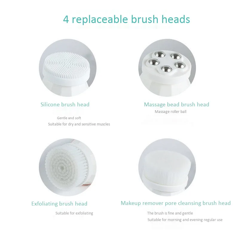 

Electric Facial Cleansing Brush Silicone Rotating Face Brush Deep Cleaning Skin Peeling Massager
