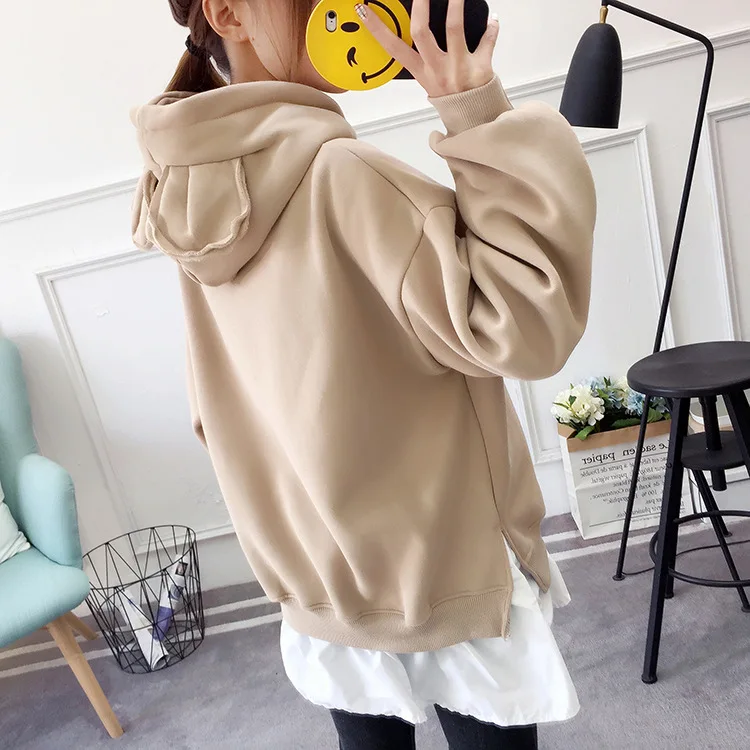 Одноцветная осенняя и зимняя женская Толстовка Повседневная с капюшоном |