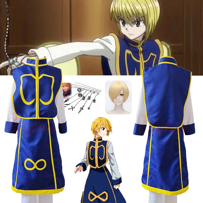

Anime Hunter X Hunter Cosplay Kurapika Cosplay Costume For Adult Men Women Kids Halloween Full Outfits Kurapika Kurta Wigs Ring