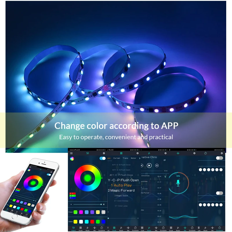 WS2811 Светодиодные Красочные светильник полосы постоянного тока 12В гибкий RGB 2835/5050