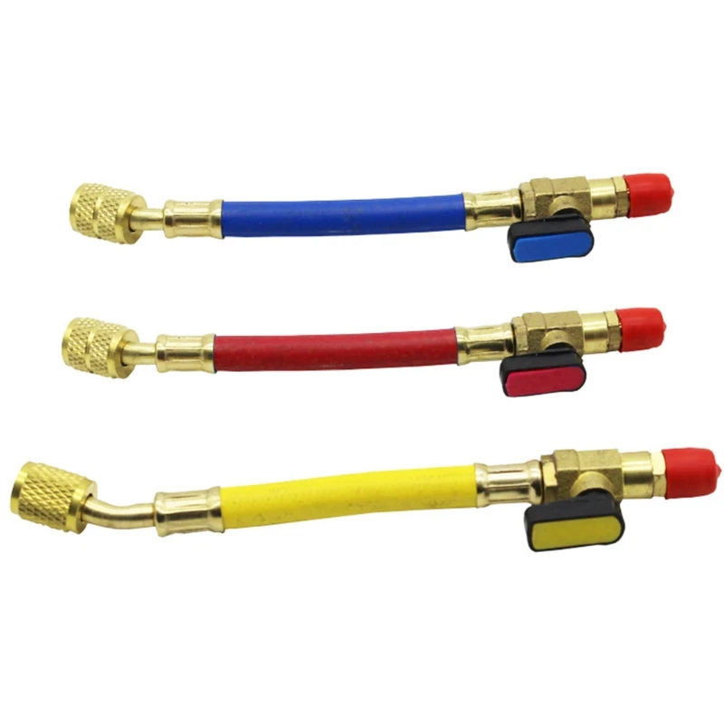 

1/4" SAE Thread Air Conditioning Charging Tools 3PCS 7 inch Color Coded Hoses