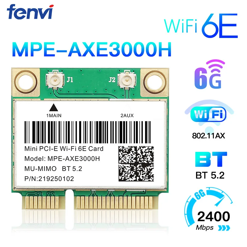 WiFi 6E 5374 Мбит/с AX210 Беспроводная мини PCI-E WiFi карта для Bluetooth 5,2 802.11AX 2,4G/5G/6 ГГц Wlan сетевая карта адаптер для Win10 - изображение