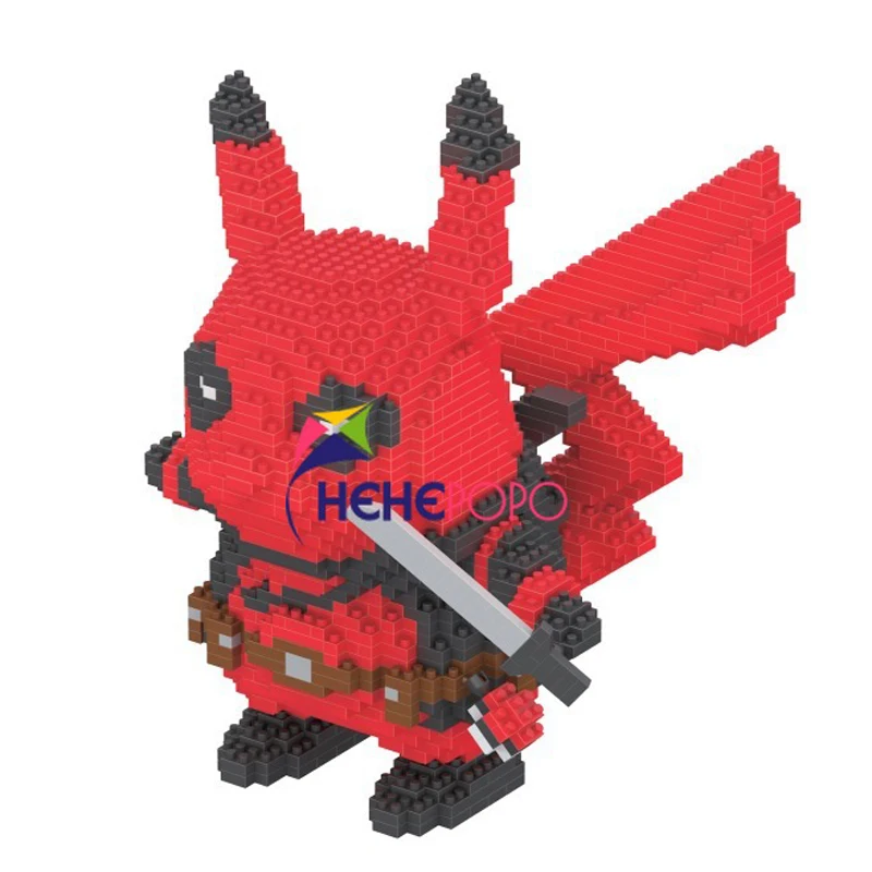 1500 шт. 7079A фигурка покемона кубики аниме модель Дэдпула Пикачу Обучающие Детские