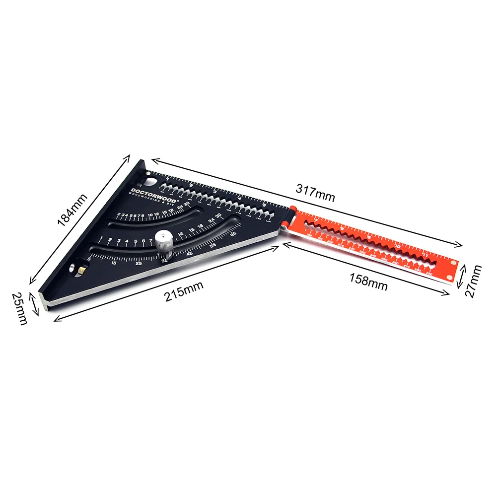 

Folding Triangle Squares Ruler Positioning Angle Woodworking Tool Aluminum Alloy 2-in-1 Extendable Layout With Base Goniometer