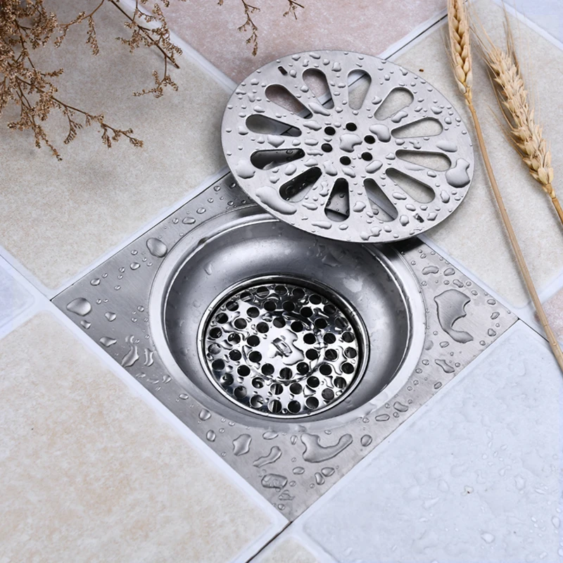 Сливная крышка для ванной и душа квадратная 15*15 см вставка плитки слив балкона