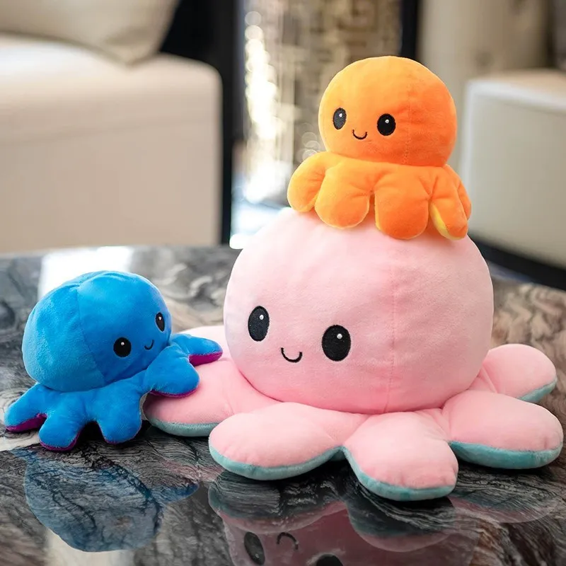 

Плюшевые счастливые двухсторонние игрушки, игрушки, подлинный плюшевый осьминог, брендовые аксессуары, модные игрушки, имитация ворса, спа...