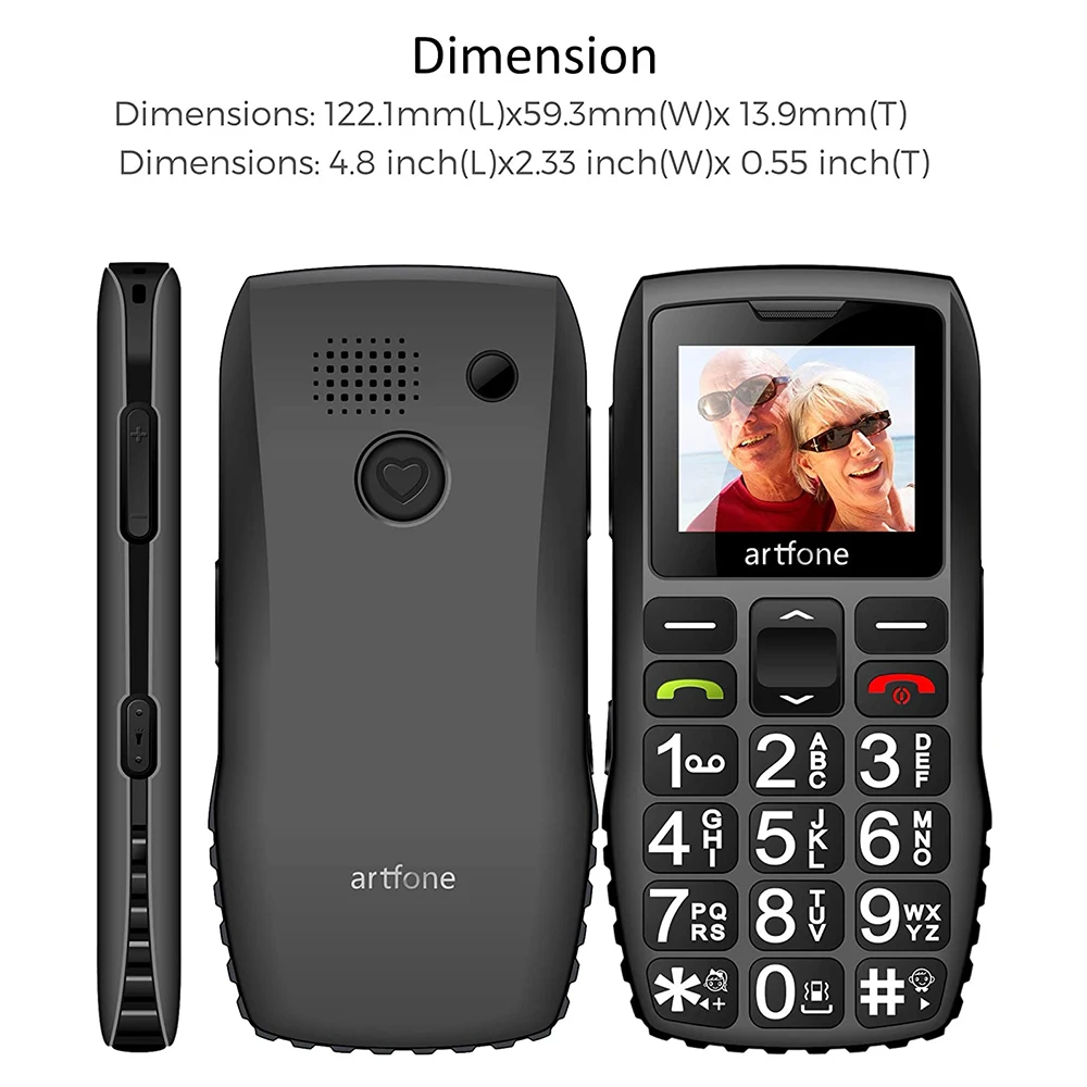 artfone c1 big button mobile phone for elderly unlocked senior mobile phone with sos emergency button1400mah battery free global shipping