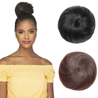 synthetic donut roller elastic band chignon straight fake hair bun hairpieces drawstring ponytail clip in hair extension