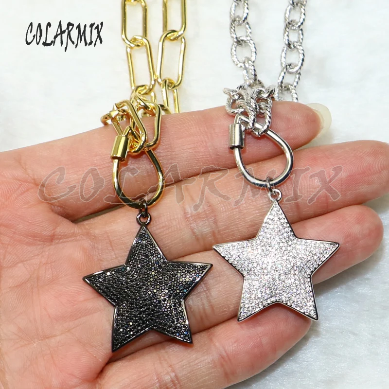 

3Pcs Zircon star Necklace fashion accessories pendant necklace big link chain open chain necklace for women 50388