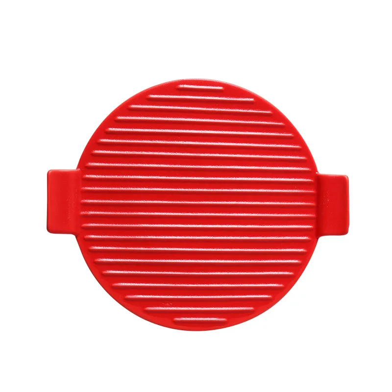 

Nordic round ceramic restaurant tableware baking plate with two ears and handle baking Korean BBQ flat plate creative plate