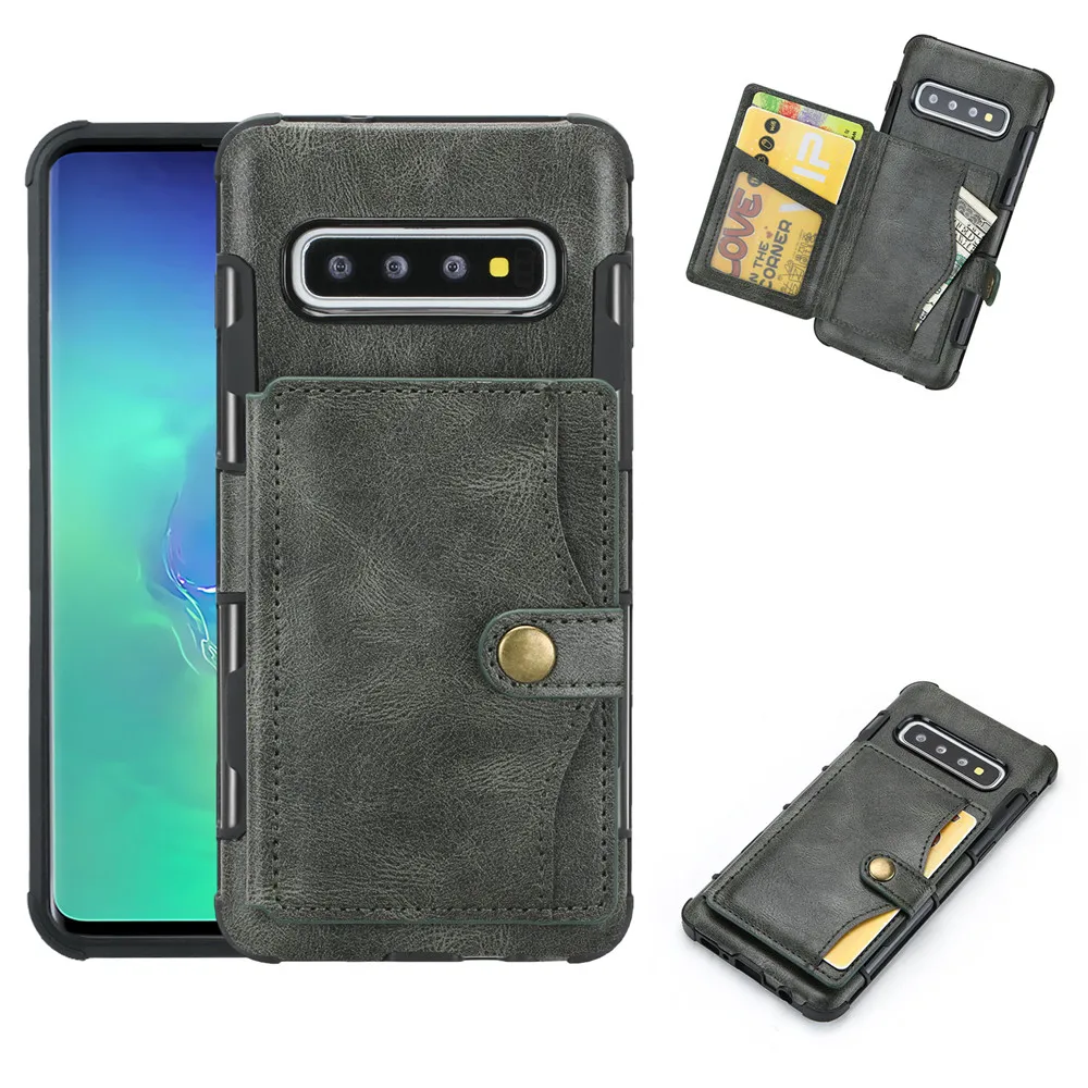 Кожаный чехол для телефона Samsung Galaxy S10 PLUS бумажник с откидной крышкой отделением