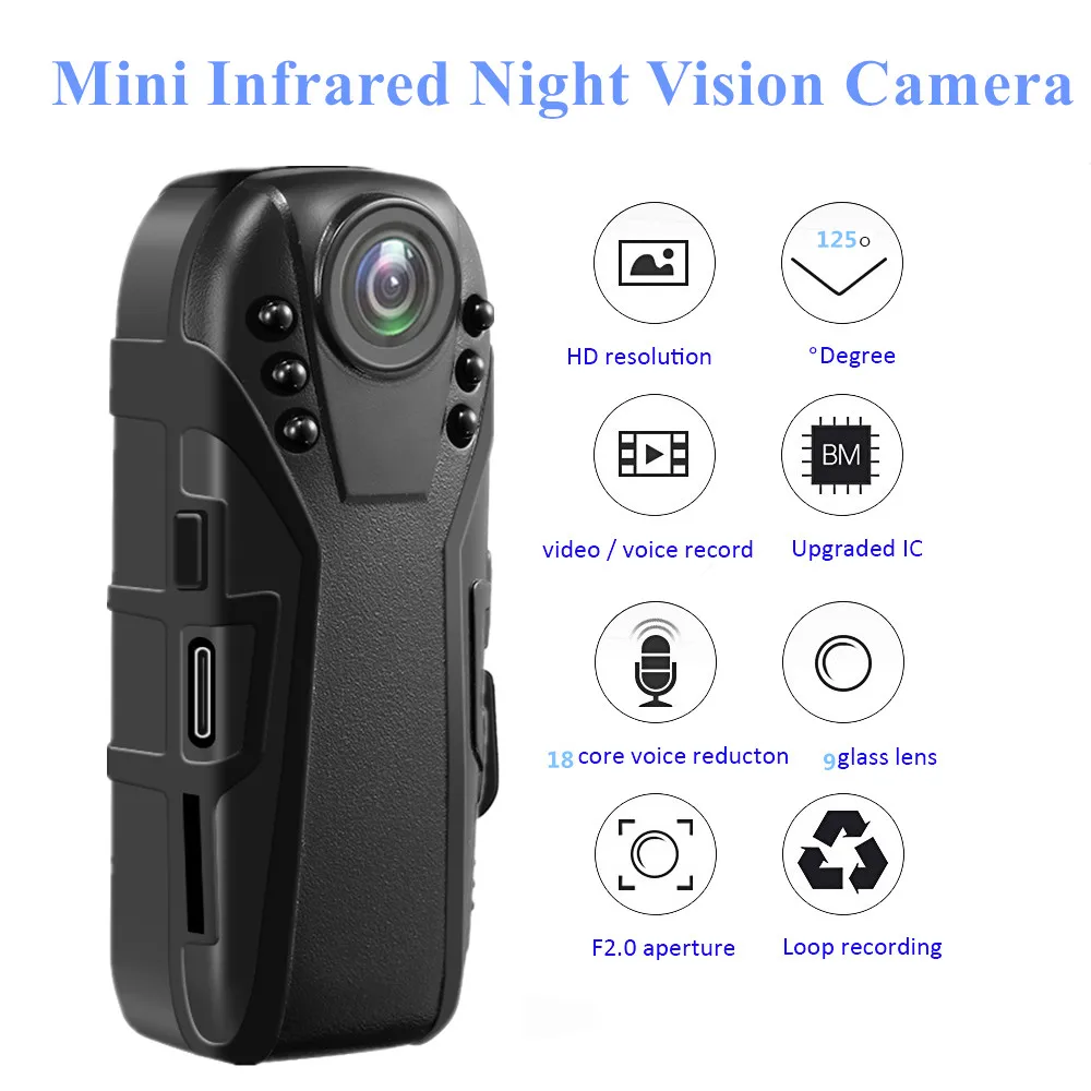 Камера ночного видения HD инфракрасная мини-камера с датчиком движения 1080P