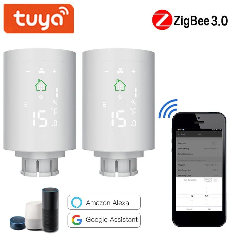

Регулятор температуры Tuya ZigBee, умный мини-радиатор с Alexa, программируемый термостат для умного дома