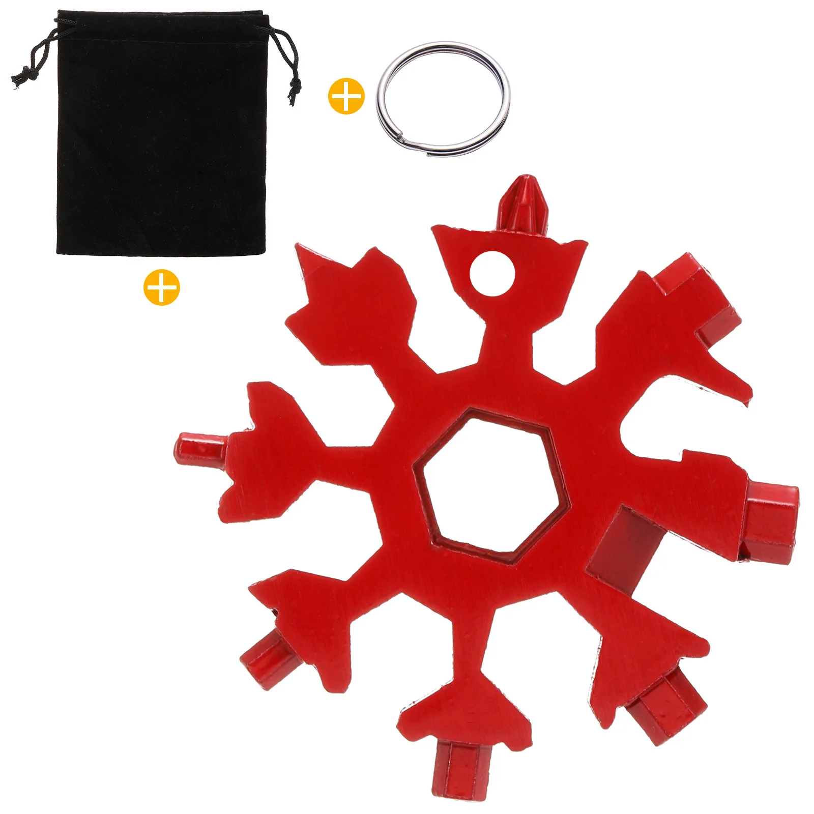 

18 in 1 Snowflake Multi-Tool Bicycle Car Keyring Keychain Spanner Hex Wrench Multifunction Hand Tools With Bag Packaging Red