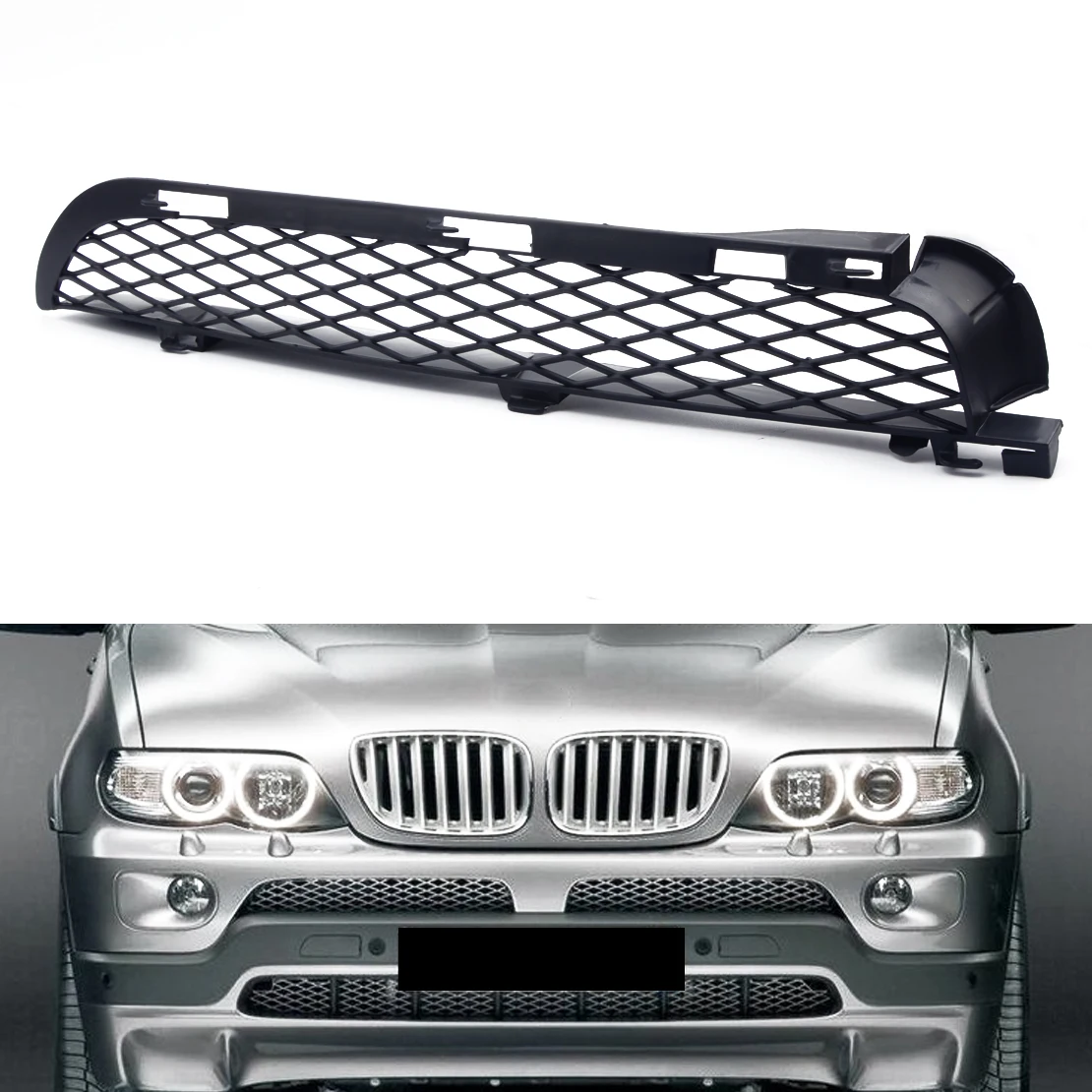 

ABS Right Black Front Grilles Upper Bumper Mesh Grill Trim fit for BMW X5 E53 2004 2005 2006
