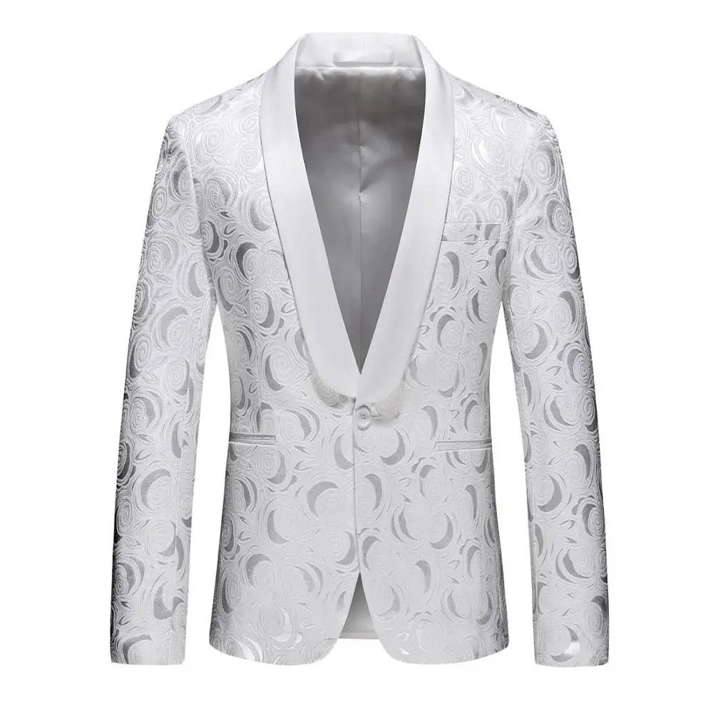 White Jacquard Suit Mens Jackets Fashion Business Wedding Banquet Men Blazer Coats Slim Elegant Comfort Man Dress Jacket Tuxedo | Мужская