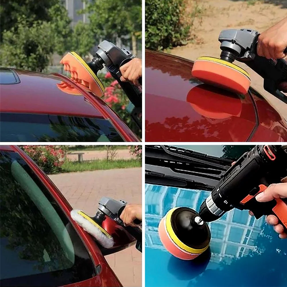 

Car Polishing Sponge Pad Foam Pad Buffer Waxing Kit Polisher Machine Wax Pads for Removes Scratches Attachment Set Hand Tool Kit