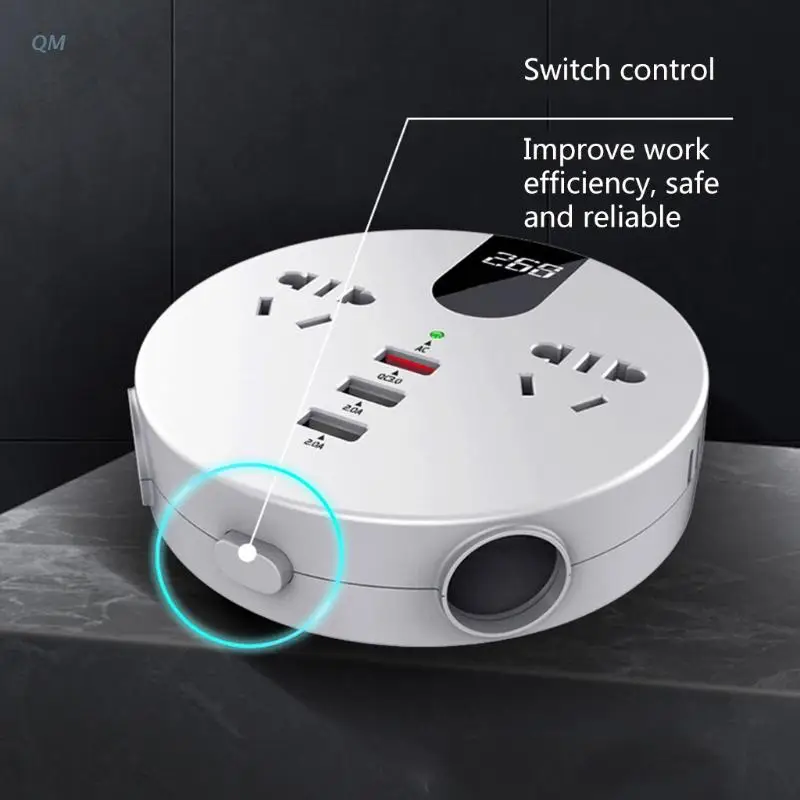 

13MF Car Inverter Converter DC 12/24V to 220V AC Digital Display with 2 AC Outlets 2.0A USB Charger Auto Power Inverter Charging