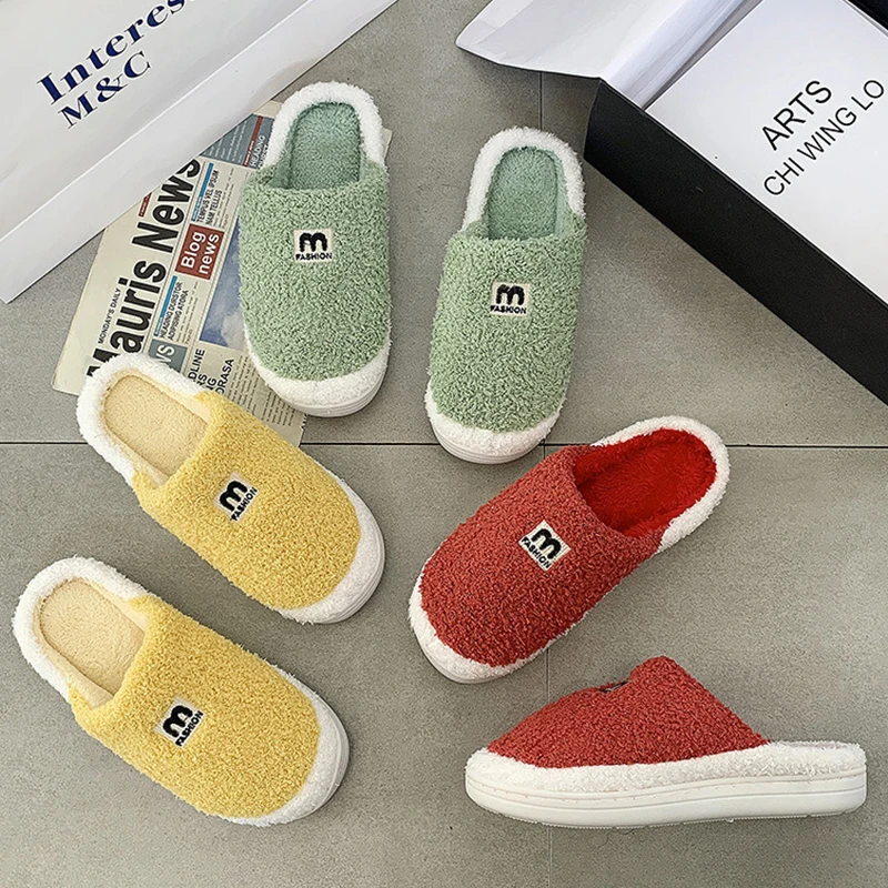 2021 new Unisex Home Slippers women slides slippers indoor Warm Soft Plush House Men Slippers Non-slip Comfortable Floor slipper
