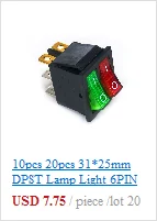 10 шт. 20 шт. KCD4 31*25 мм DPST 4PIN 16A/250 в красный/зеленый Кнопка ВКЛ/ВЫКЛ положение оснастки лодка кулисный переключатель медные ножки
