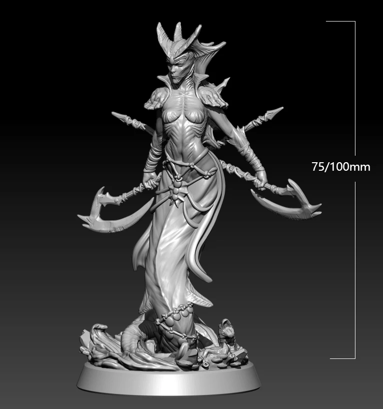 

1/24 75mm 1/18 100mm Resin Model Kits Monster Female Warrior Figure Unpainted No Color RW-401