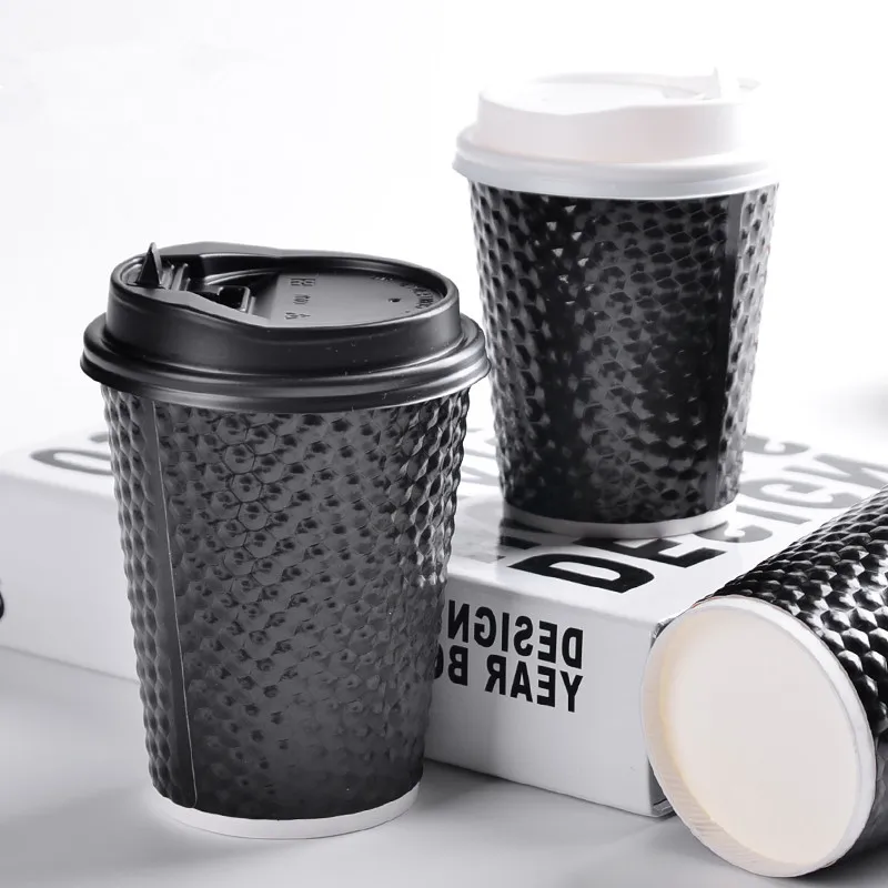 50 шт. Высококачественная утолщенная черная одноразовая кофейная чашка 12 унций