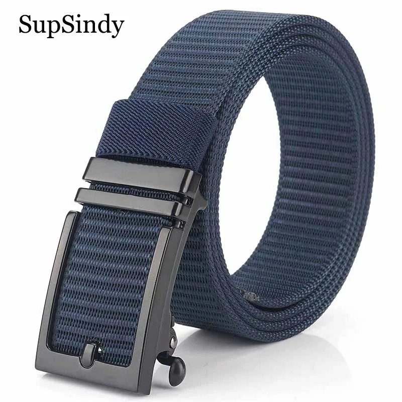 SupSindy fashion Men nylon belt metal automatic buckle Canvas Belts for men jeans waistband male strap Wild casual Tactical belt