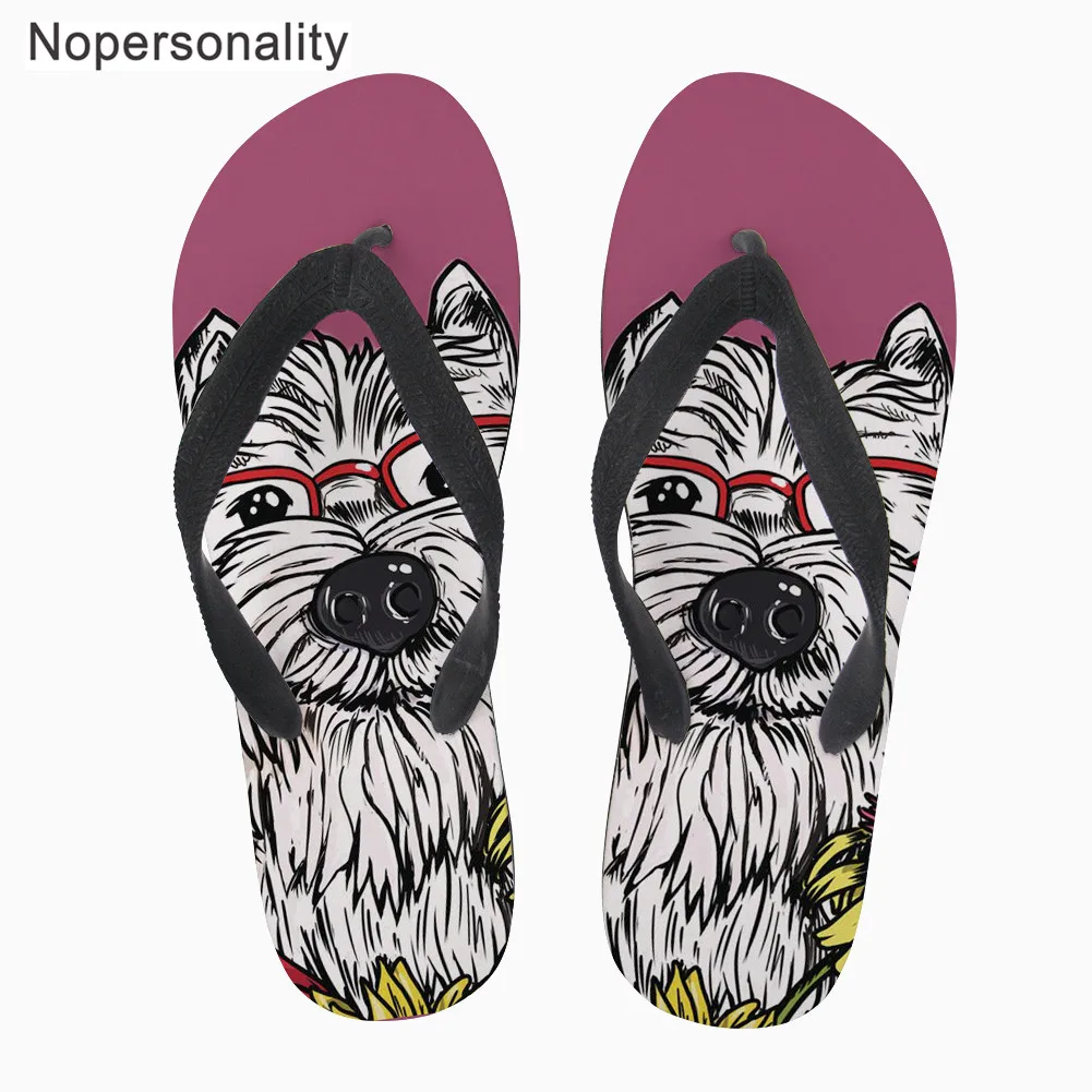 Шлепанцы Nopersonality женские Повседневные тапочки для дома с принтом Westie Dog