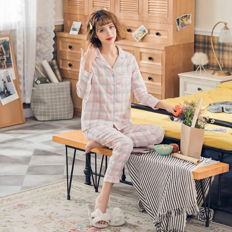 Fdfklak клетчатый Пижамный костюм хлопковые Пижамные комплекты семейная Пижама для
