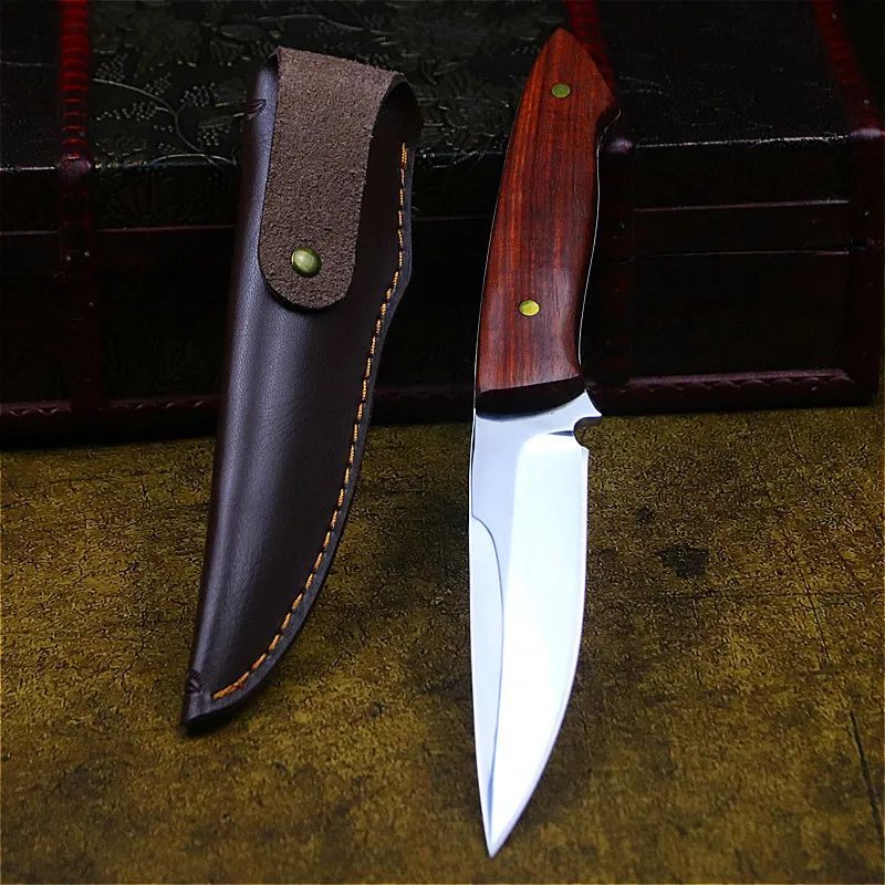 DEHONG немецкий D2 стальной тактический прямой нож Грушевый цветок деревянный