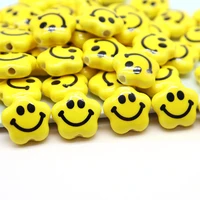 flower smiling face ceramic beads for jewelry making necklace bracelet 15x6mm yellow porcelain spacer diy bead jewelry makin