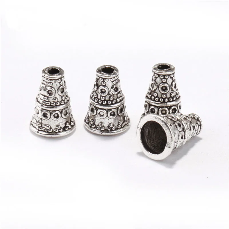 

50pc Nickel Free Retro Silver Tone Horn Shape Loose Spacer Beads Wholesale For Jewelry Making Bracelet Necklace DIY Needlework