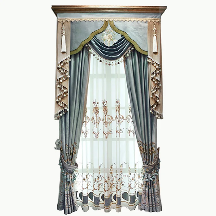 Бархатные занавески с вышивкой в европейском стиле для гостиной и искусственной