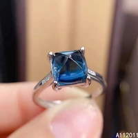 kjjeaxcmy fine jewelry 925 sterling silver inlaid natural gem blue topaz exquisite adjustable female women ring support test
