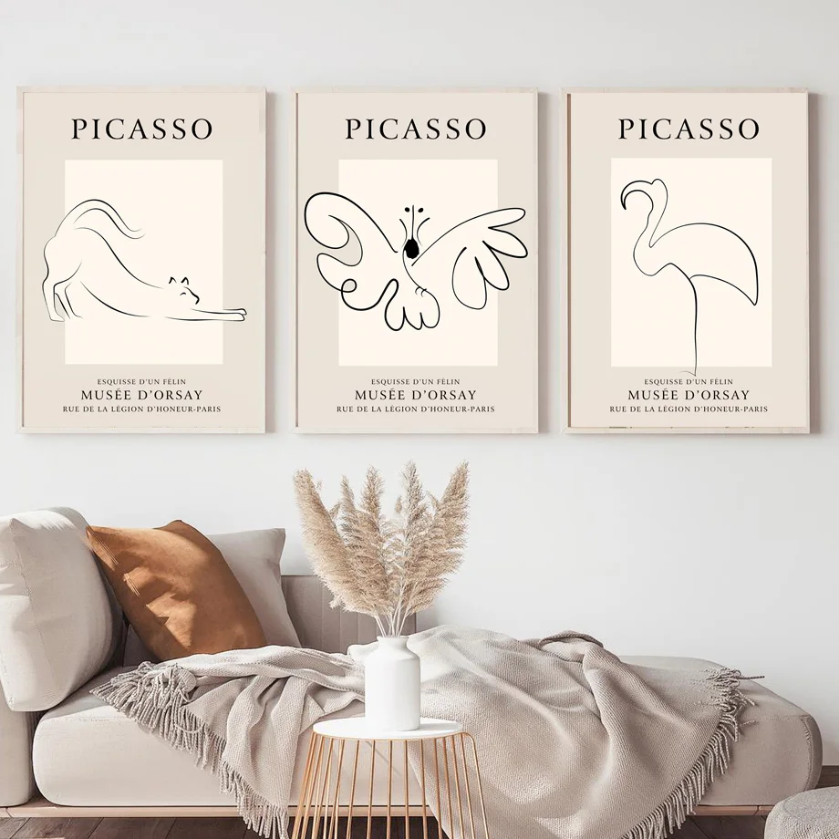 Настенная Картина на холсте с изображением собаки кошки голубя фламинго бабочки